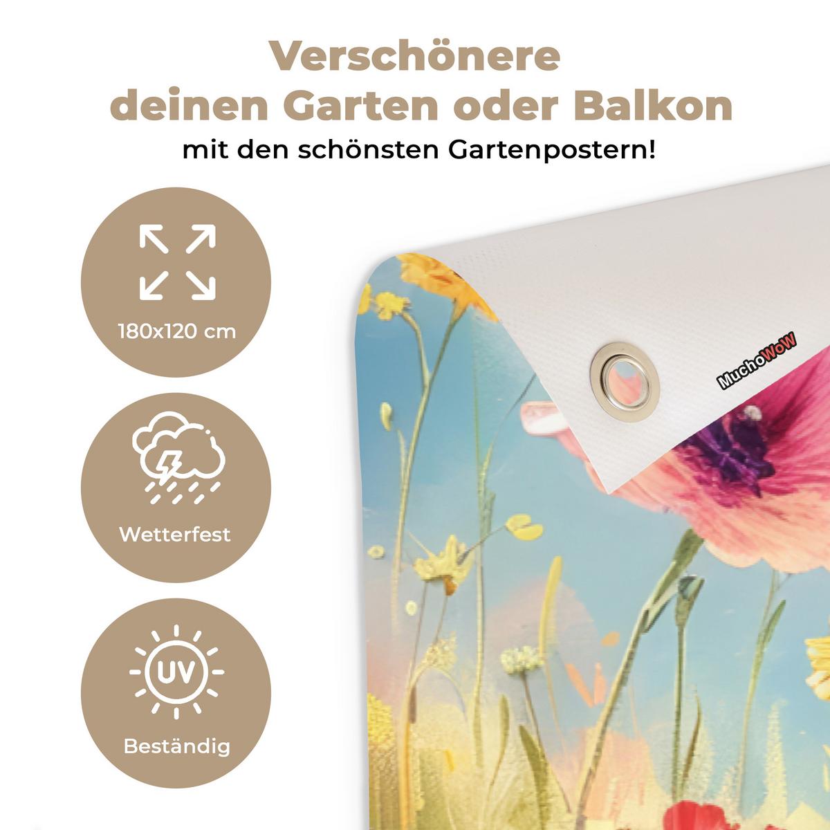 GARTENPOSTER Blumen - Natur - Botanik - Kunst Poster für draußen 180x120 cm - Hellblau, Kunststoff (180/120/0.2cm) - OnlyWow
