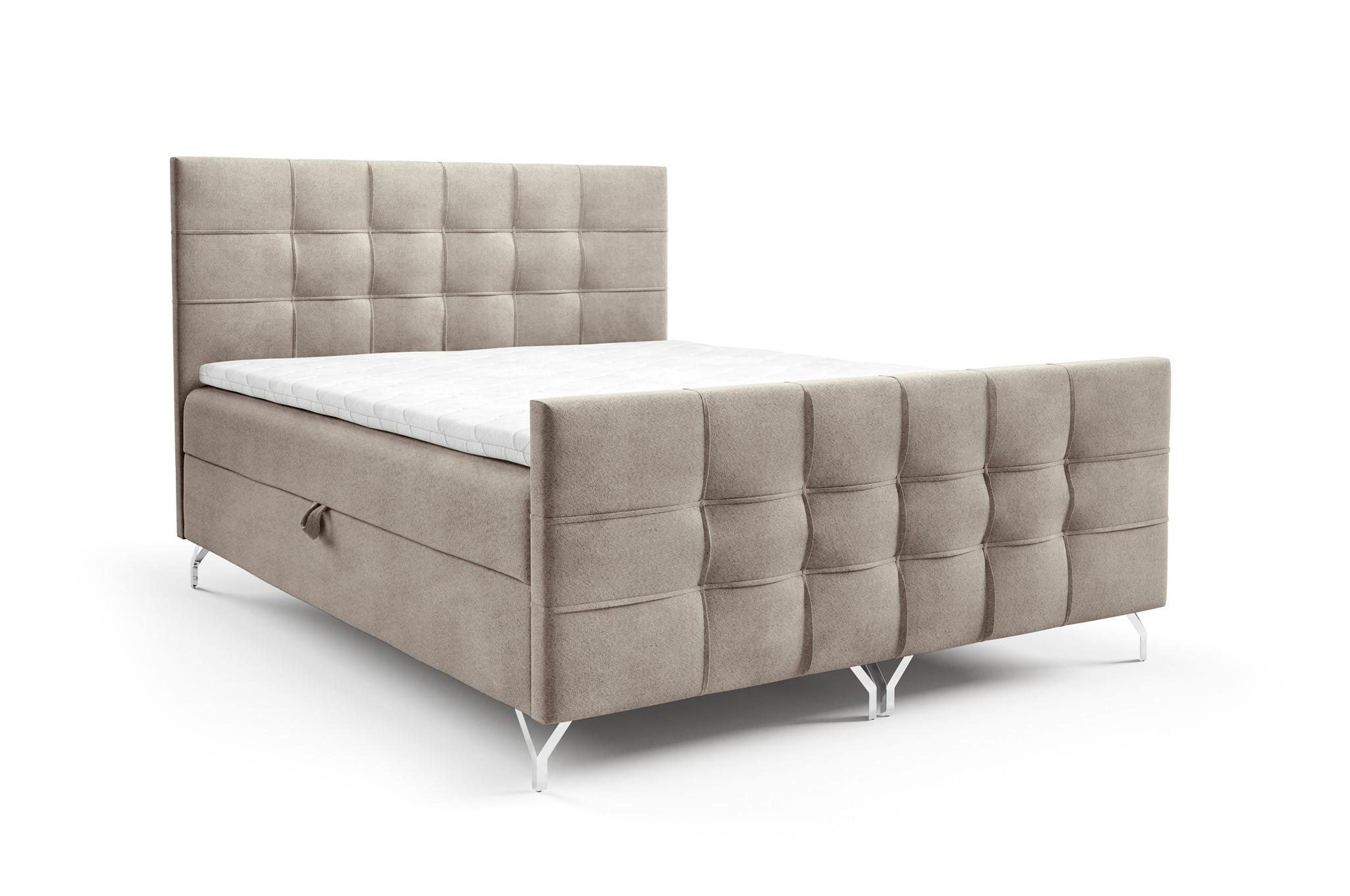 BOXBETT Perla In überlänge - Beige, Holzwerkstoff/Textil (180/220cm) - Fun Möbel
