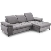 ECKSCHLAFSOFA Bello hellgrau rechts - Hellgrau/Schwarz, Textil (265/156cm) - Beautysofa