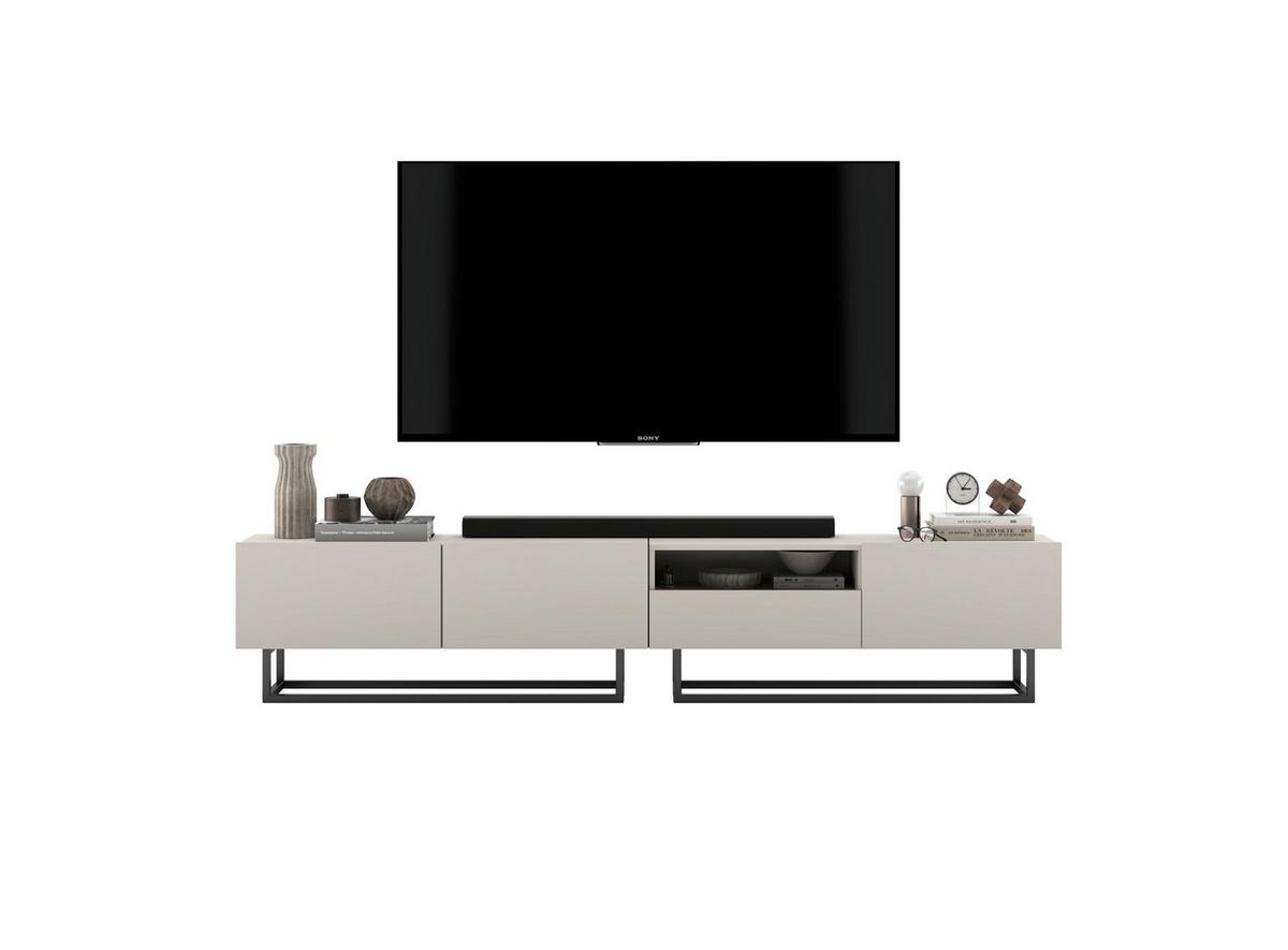 TV-LOWBOARD 2-er Set Enjoy Kaschmir Matt Schublade mit Metallrahmen 120 cm - Kaschmir/Schwarz, Holzwerkstoff/Metall (240/46/35cm) - Meble Lindner