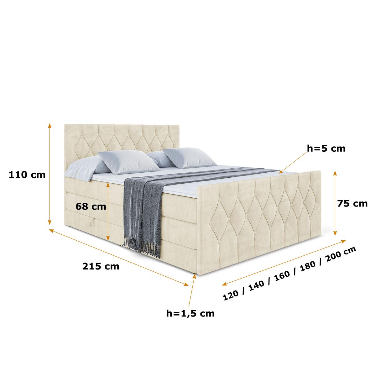 BOXSPRINGBETT VELANTO-Z KING - 180 x 200 - H3/H4 - Beige - Beige, Holzwerkstoff (180/200cm) - ALTDECOR