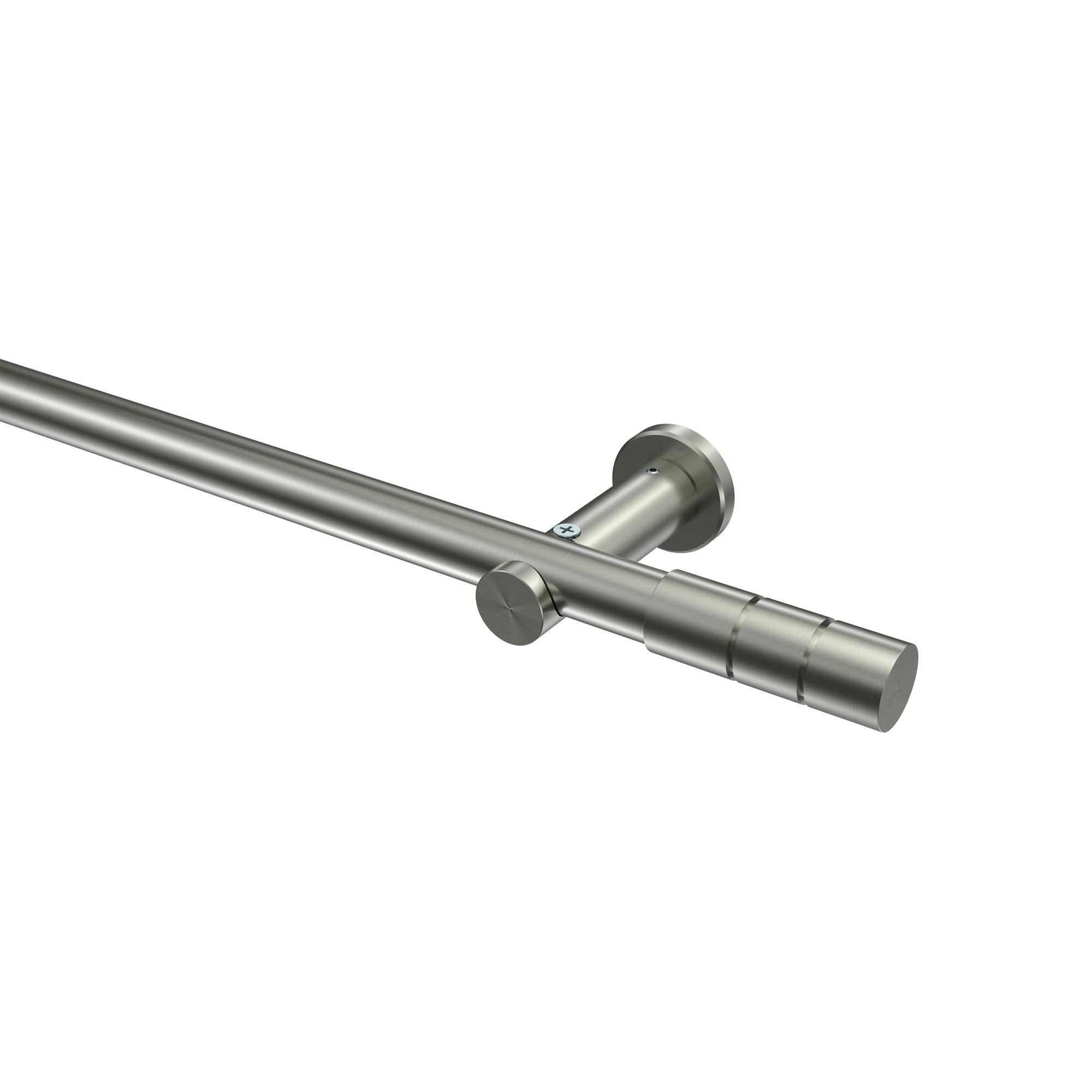GARDINENSTANGE Platon Elanto 140 cm, 1-läufig (ohne Ringe), 20 mm Ø Edelstahl-Optik - Edelstahlfarben, Metall (140cm) - INTERDECO