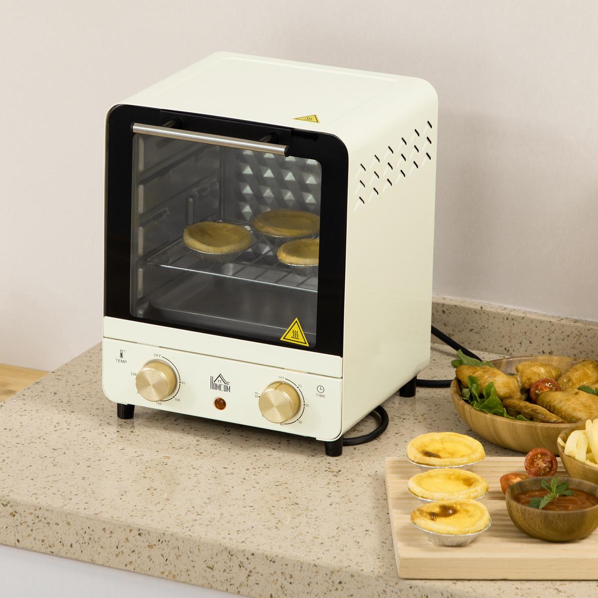 MINIBACKOFEN Eisen Edelstahl gehärtetes Glas Cremeweiß - Creme, Metall (25.5/27.5/32cm) - HOMCOM