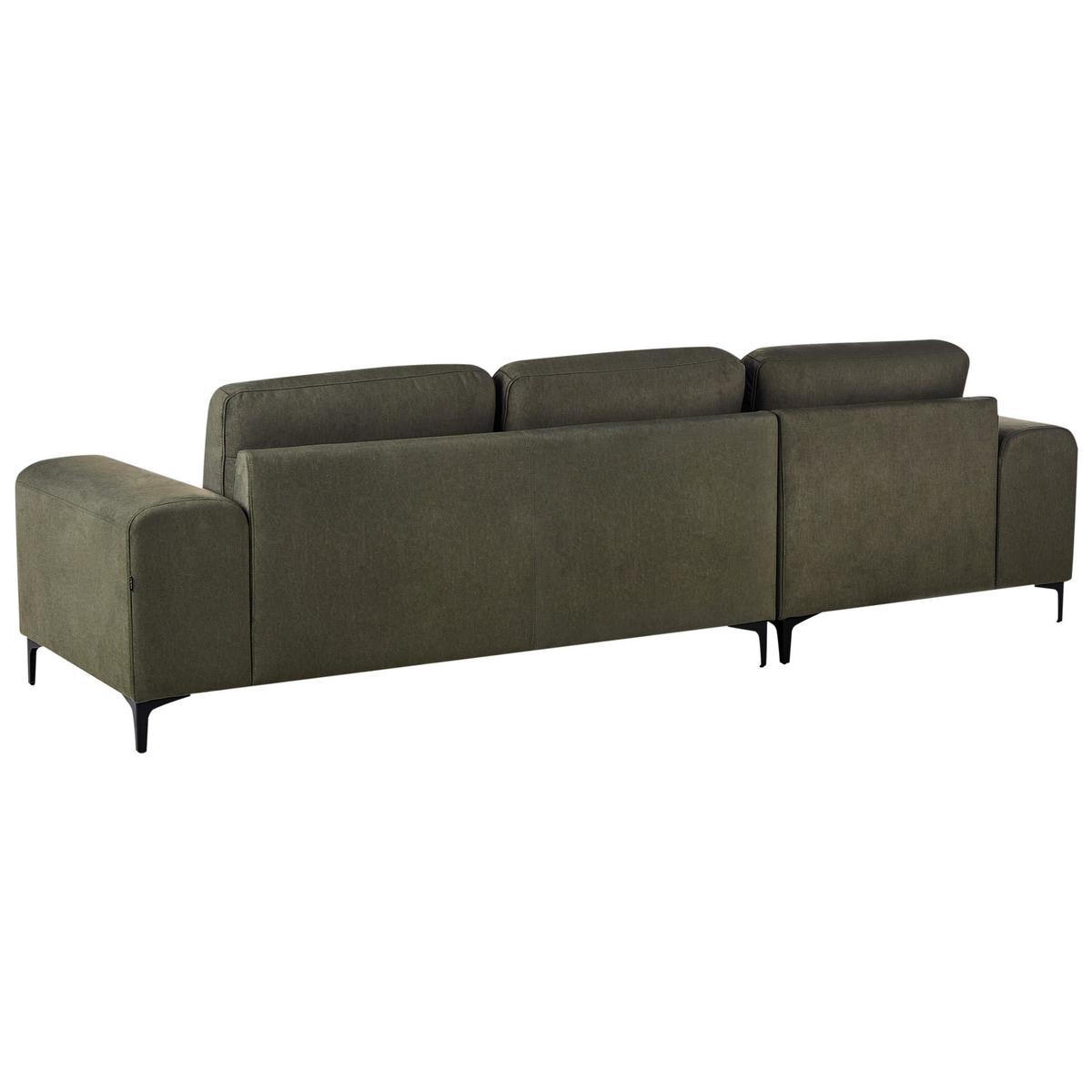 ECKSOFA 4-Sitzer Samtstoff Dunkelgrün rechtsseitig Kiruna - Schwarz/Grün, Textil (290/148cm) - Beliani