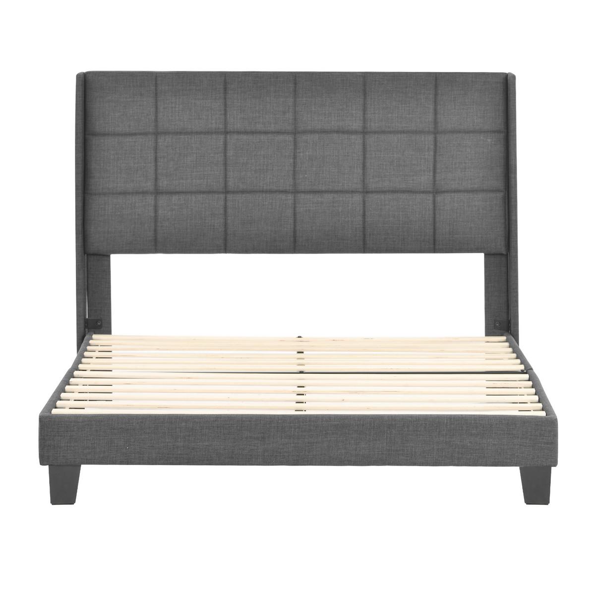 POLSTERBETT Grau Leinen mit Matratze & Lattenrost 140×200 cm - Grau, Holzwerkstoff/Textil (140/200cm) - Urban Meuble