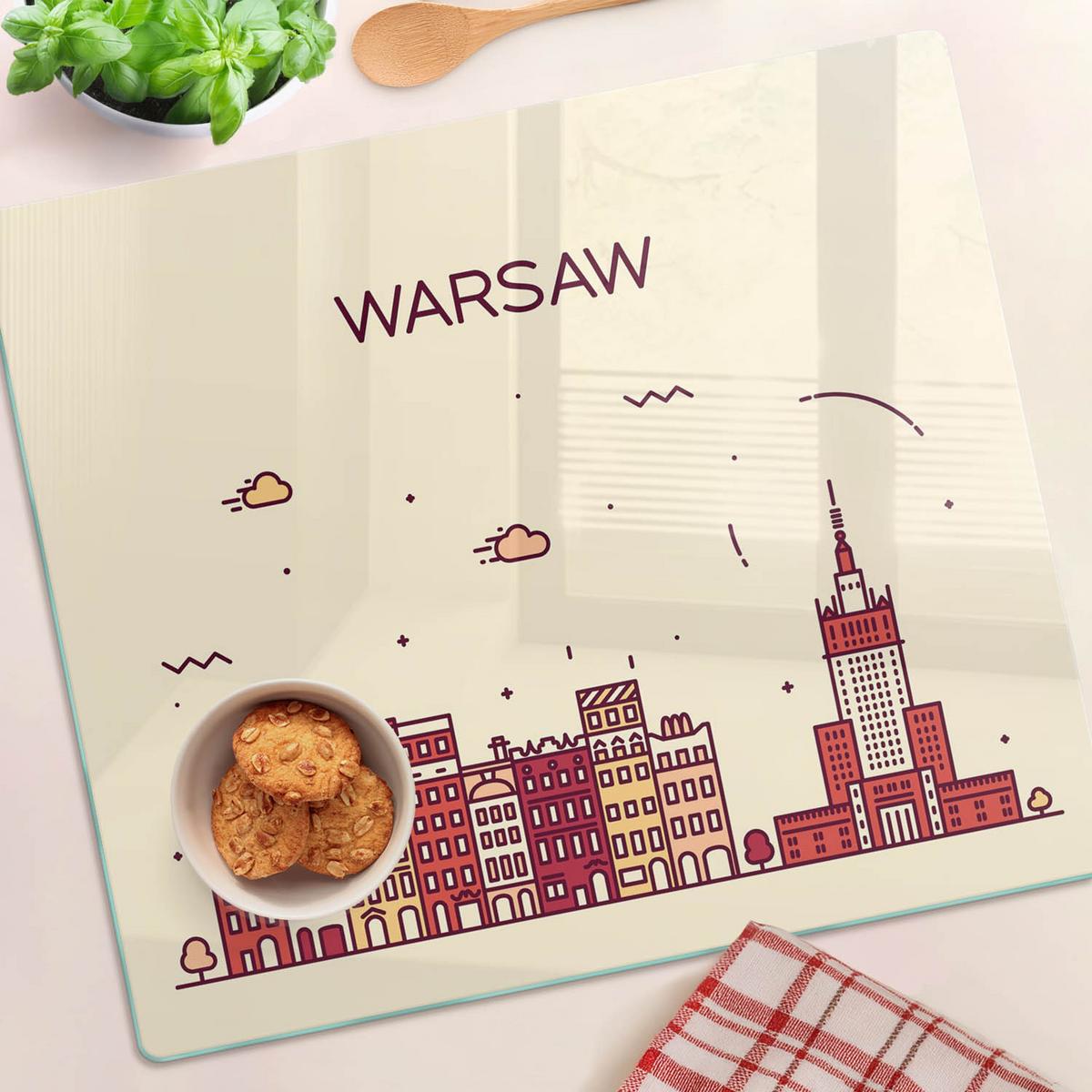GLASPLATTE 60x52 cm Warschau, Polen - Rot, Glas (60/0.4/52cm) - TULUP