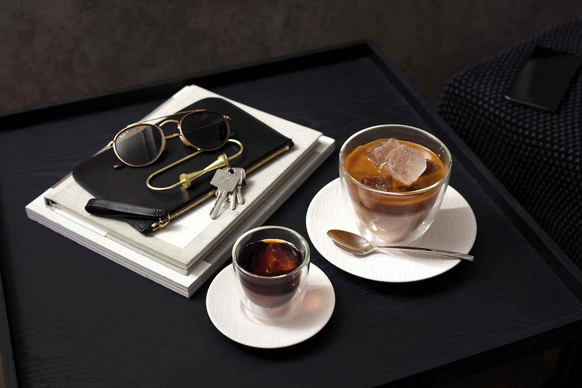 ESPRESSOGLAS MIT UNTERTASSE Manufacture Rock weiß 70 ml - Weiß, Glas/Keramik (0.07L) - Villeroy & Boch