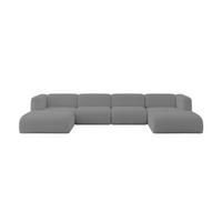 WOHNLANDSCHAFT MIRA-U2 408x179x70 Grau Bouclé - Platinfarben/Schwarz, Holzwerkstoff/Kunststoff (408/70/179cm) - ALTDECOR