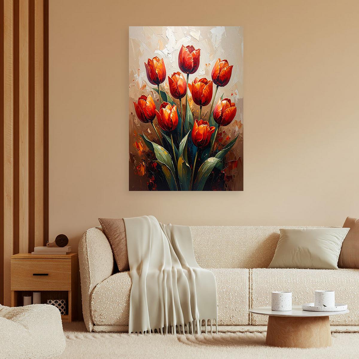 LEINWANDBILD Blumen 30x45cm - Rot, Textil (30/45cm) - Feeby