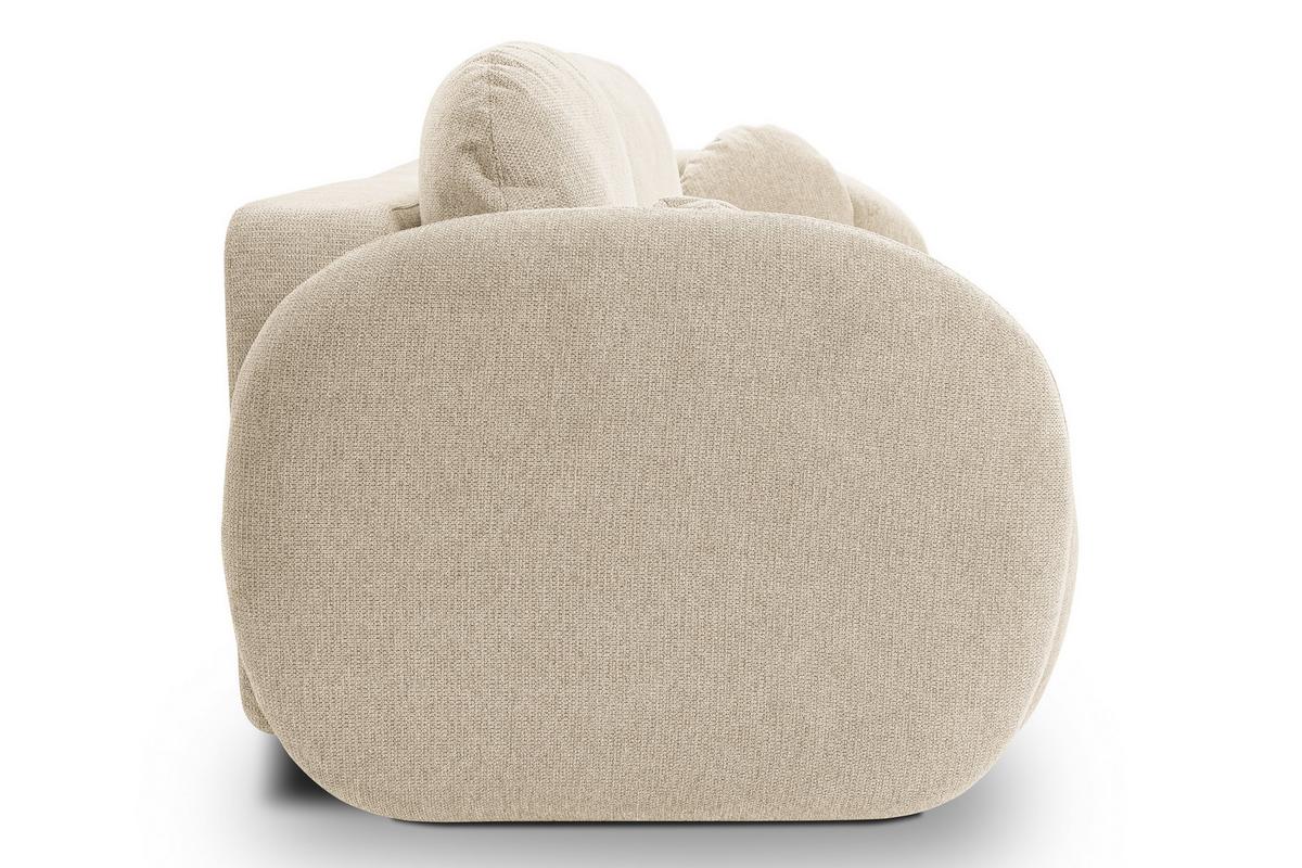 BETTSOFA AMICO Creme Geflochtener Stoff mit Schlaffunktion - Creme, Holz (238/86.5/101cm) - MASSENO