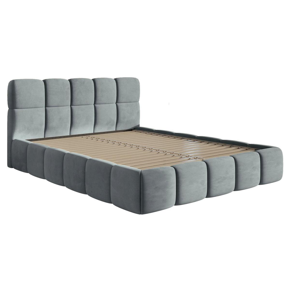 POLSTERBETT Cloudy Grau Samt, 120x200 cm - Schwarz/Grau, Kunststoff/Textil (120/200cm) - Selsey