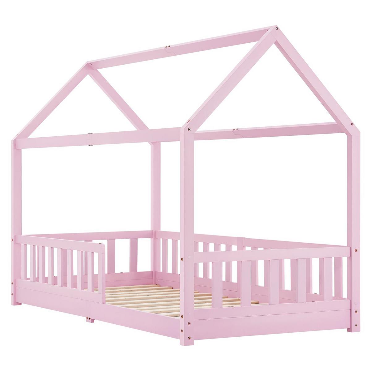 KINDERBETT Marli mit Matratze rosa 90x200 cm - Rosa, Holz (90/200cm) - Juskys