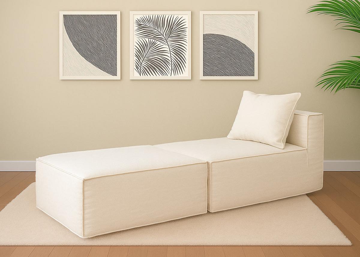 CHAISELONGUE Cremeweiß - Weiß, Textil (75/63/194cm) - MCW