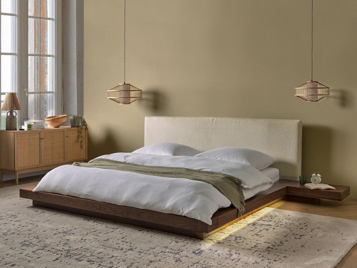 BETT mit LED 180/200 cm MDF-Platte Braun Zen - Braun, Holz (180/200cm) - Beliani