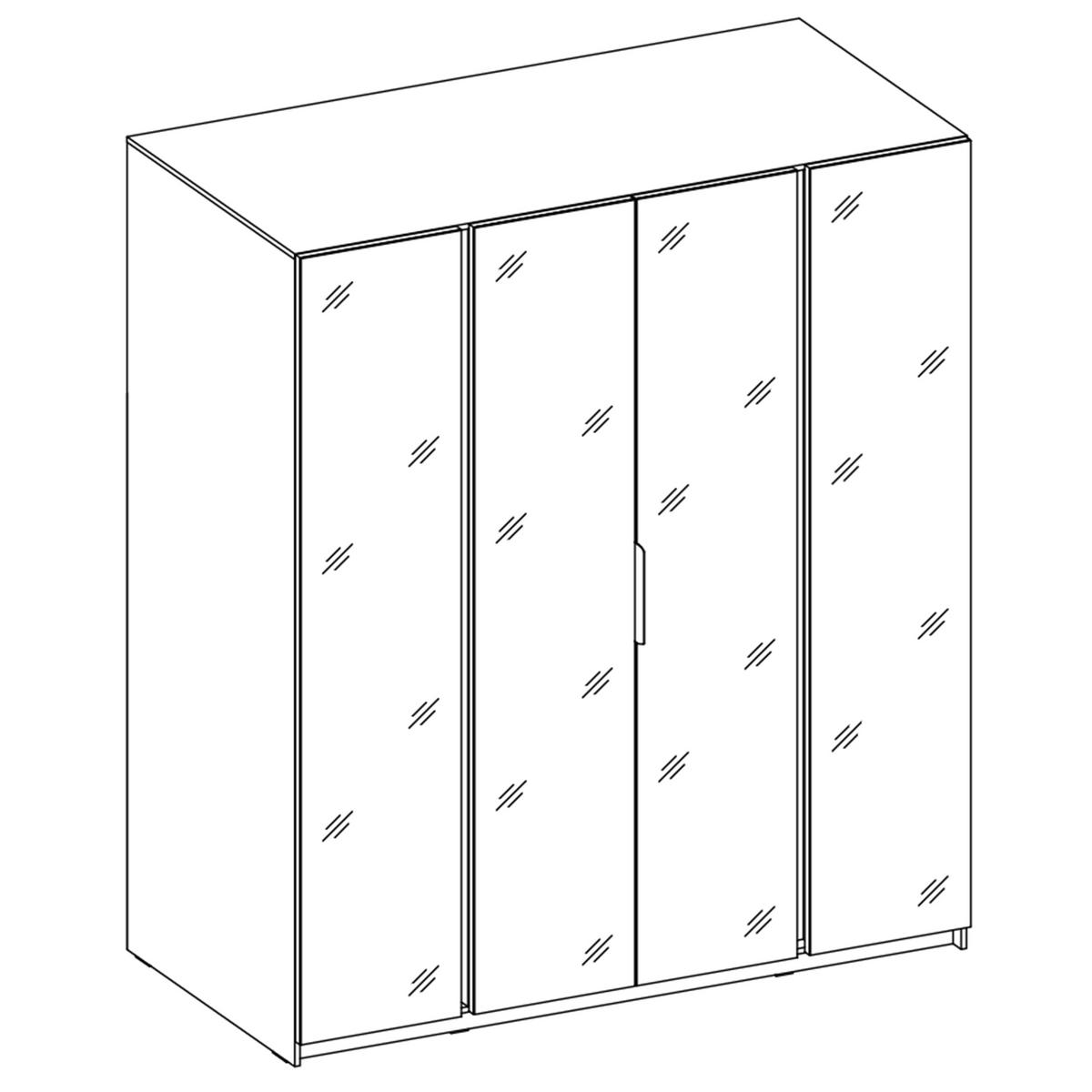 KLEIDERSCHRANK Nehir Schwarz 200 cm - 4T Modern mit 4 Spiegeln - Schwarz, Holzwerkstoff/Kunststoff (200/239/61.9cm) - AX Living