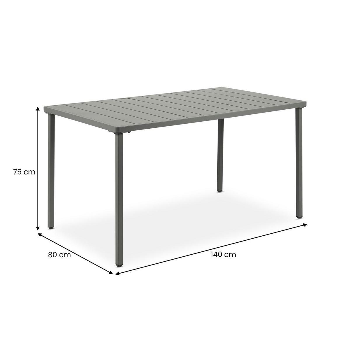 GARTENTISCH AZALEA grau - Grau, Metall (80/140/75cm) - IDIMEX
