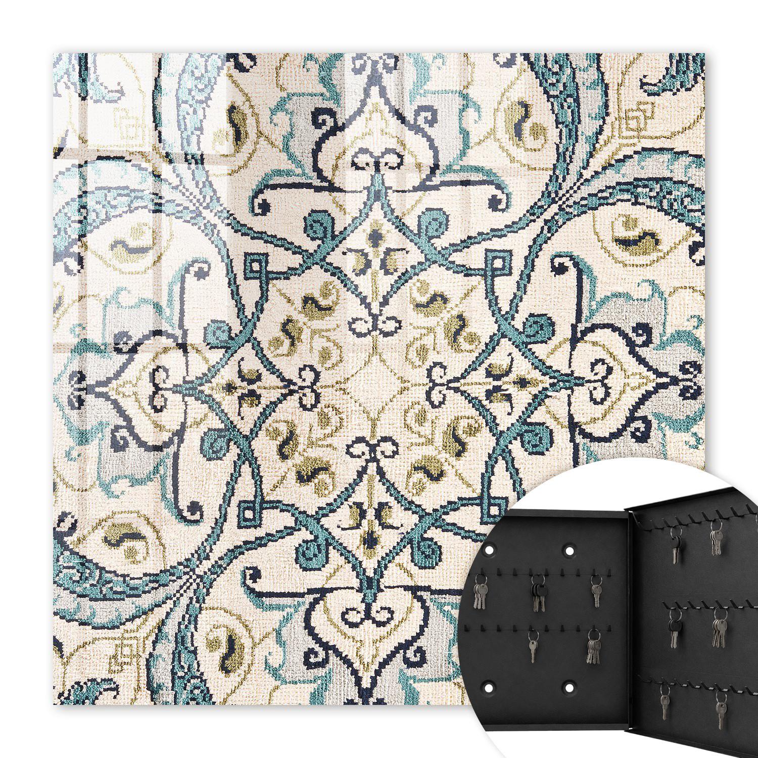 SCHLÜSSELBOX Schwarz 30x30 cm- Türöffnung nach rechts - Türkisfarbener Schmuck - Beige, Metall (30/30/5cm) - TULUP