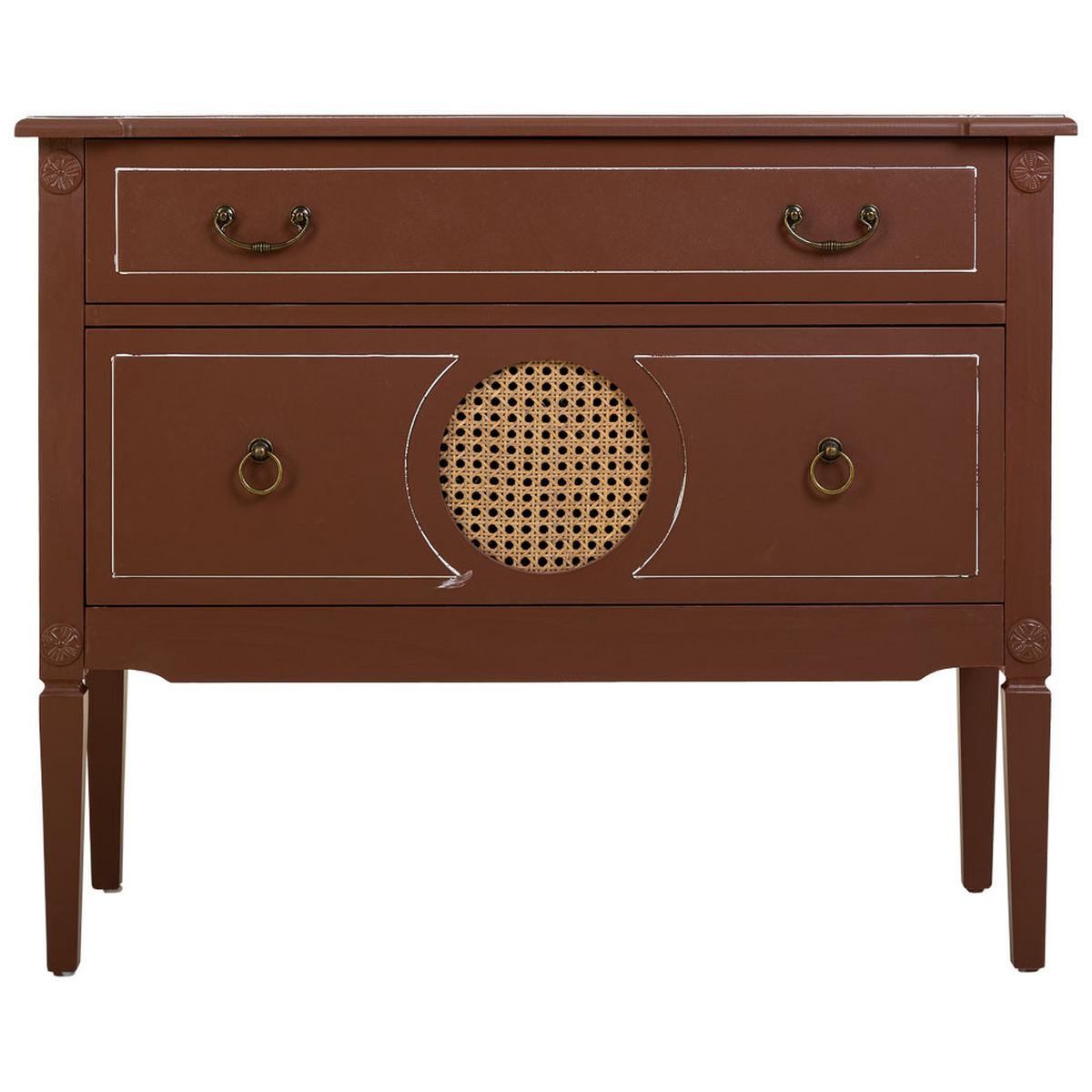 KOMMODE aus braunem Holz und Rattan, 88x38x72 cm - Braun, Holz (88/72/38cm) - Wanderlust