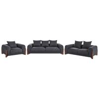 SOFA-SET 6-Sitzer Schwarz Vinliden - Schwarz/Braun, Textil (217/82/87cm) - Beliani
