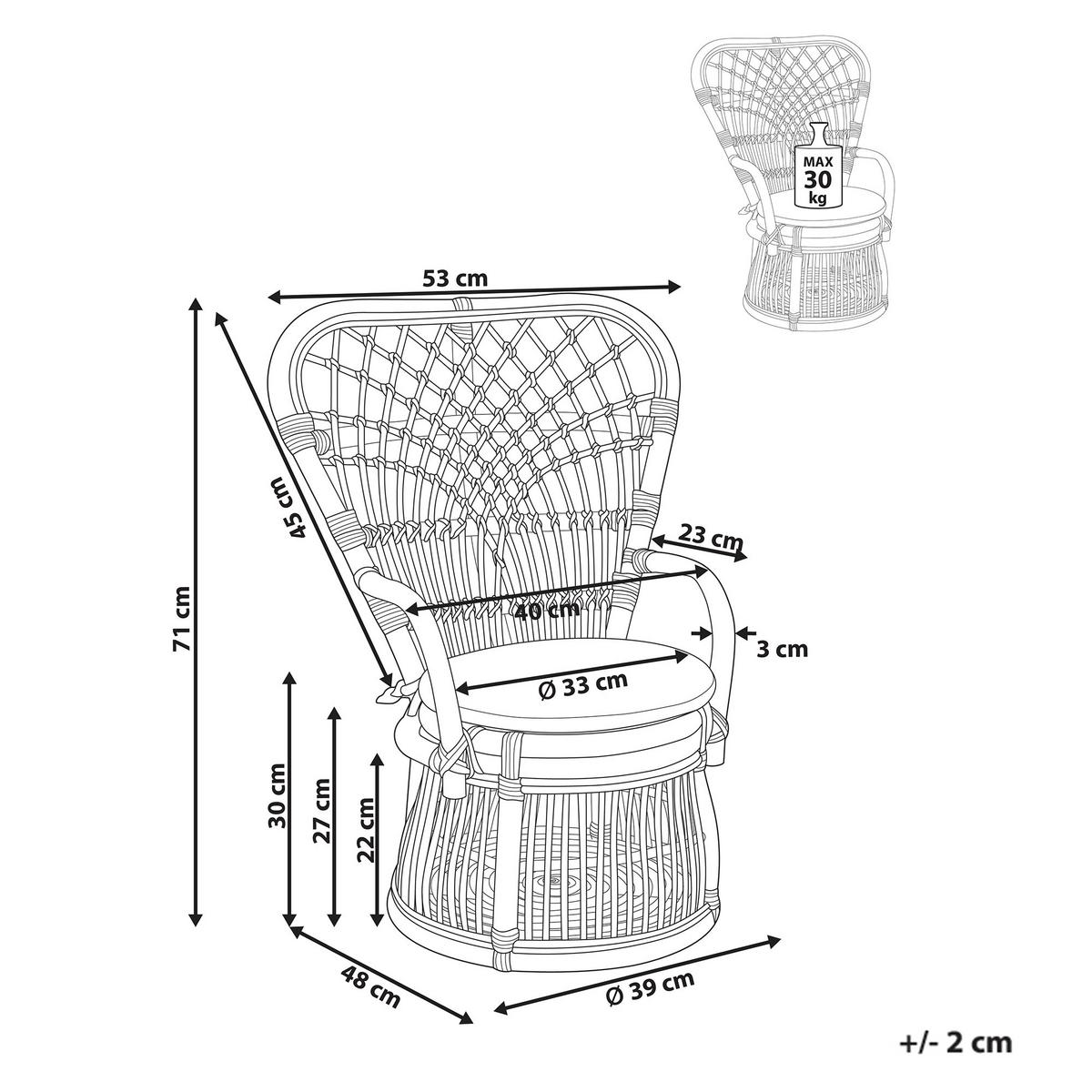 KINDERSESSEL Naturfarben Temeni - Naturfarben, Naturmaterialien (53/71/48cm) - Beliani