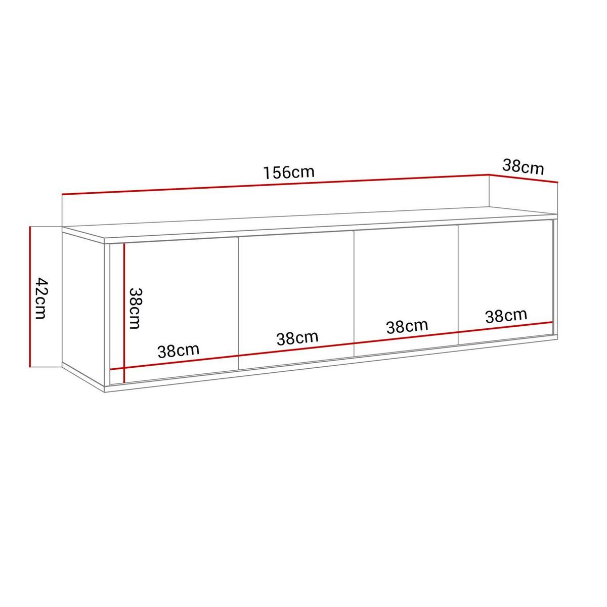 TV-ELEMENT SANAYI Hängend Hochglanz Weiß - Weiß, Holzwerkstoff (156/42/38cm) - Lookway