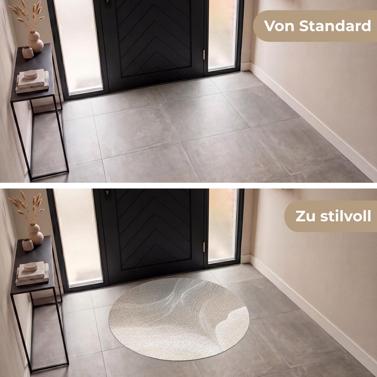 FUSSMATTE Wellenlinien - Luftströme - Harmonisch Schmutzfänger 120x120 cm - Beige, Kunststoff (120/0.4cm) - MuchoWow