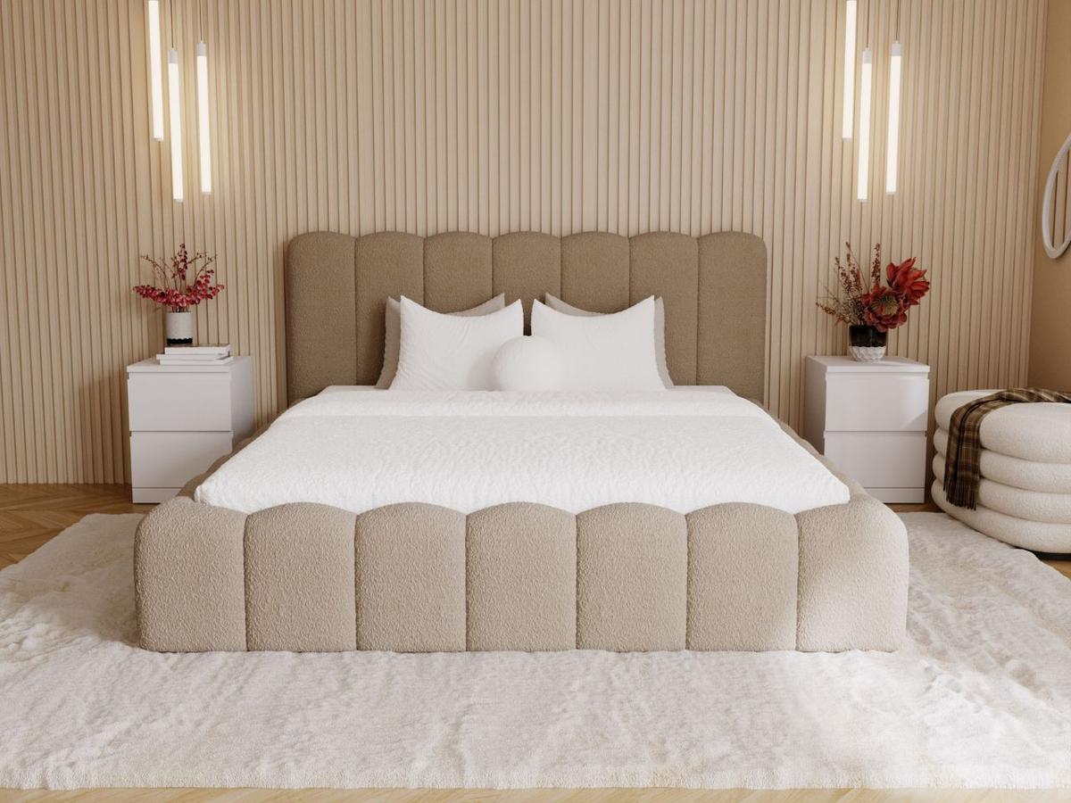 POLSTERBETT Smile 160x200 Bouclé-Stoff Braun - Braun, Textil (160/200cm) - Graingold
