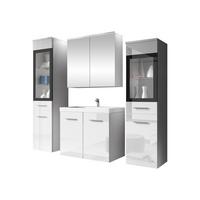 BADMÖBEL-SET Madrit II - Silberfarben/Weiß, Holzwerkstoff/Kunststoff (132/132/30cm) - MIRJAN24