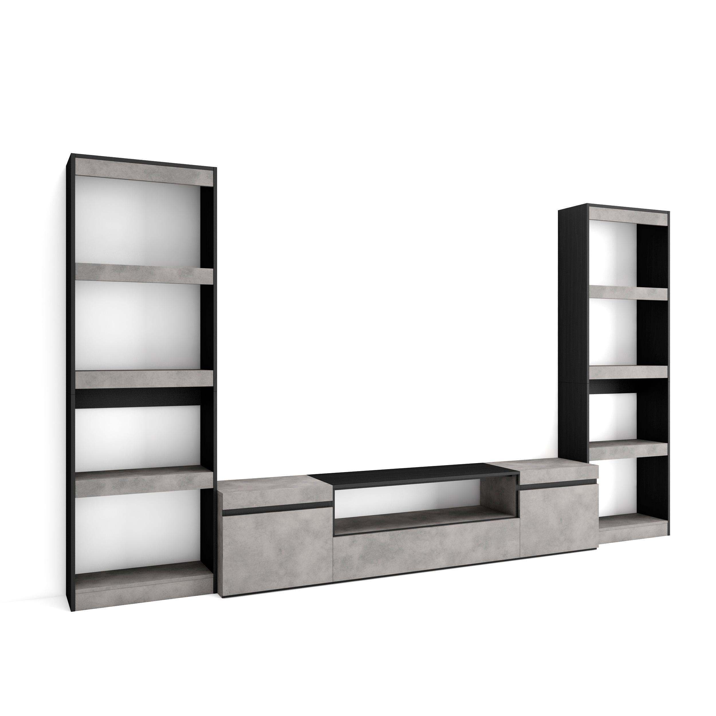 WOHNWAND zementgrau, 320/35/186cm - Grau, Holzwerkstoff (320/186/35cm) - Skraut Home