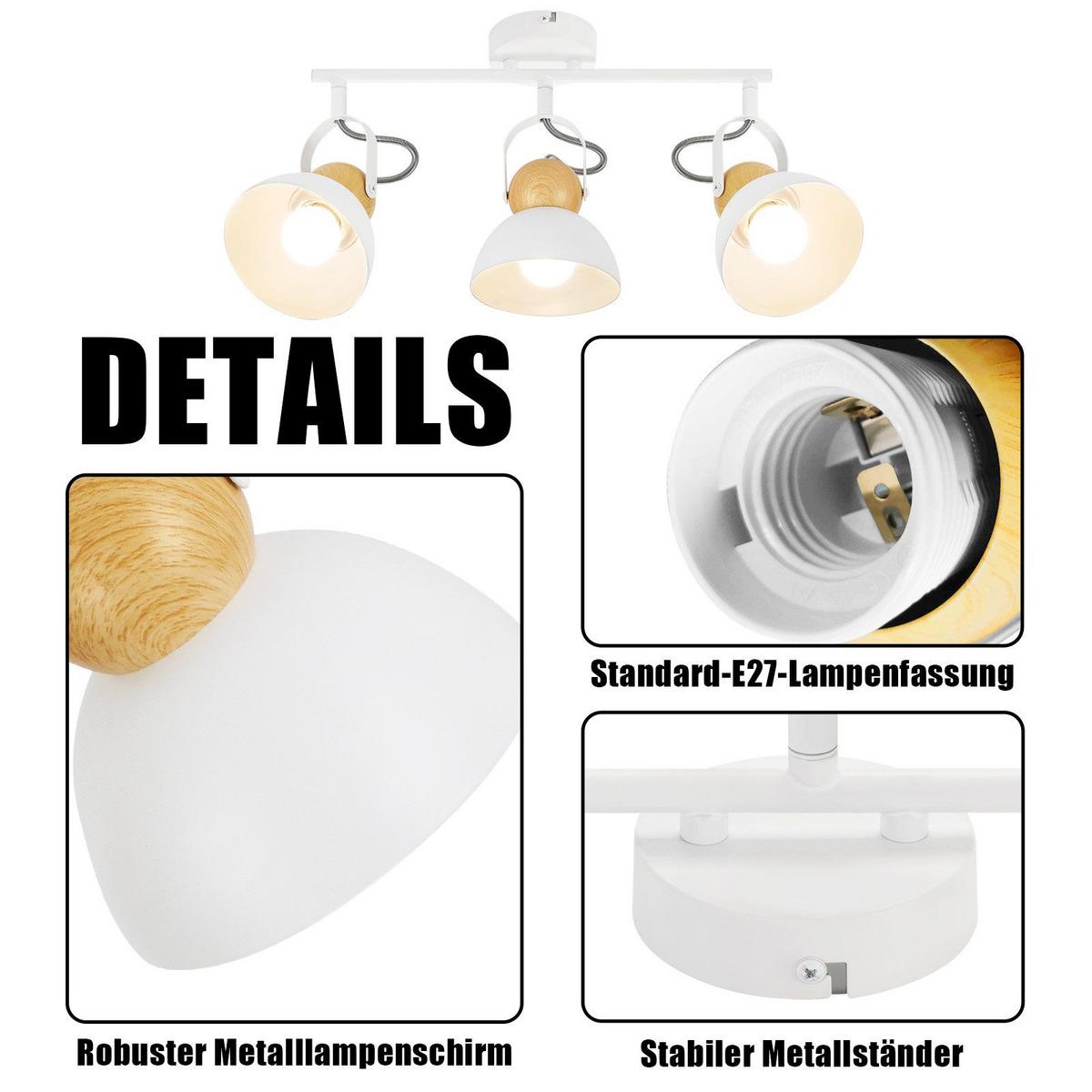 DECKENSTRAHLER Fox 3-flammig 46/21/15 cm - Weiß, Metall (46/21/15cm) - Nettlife