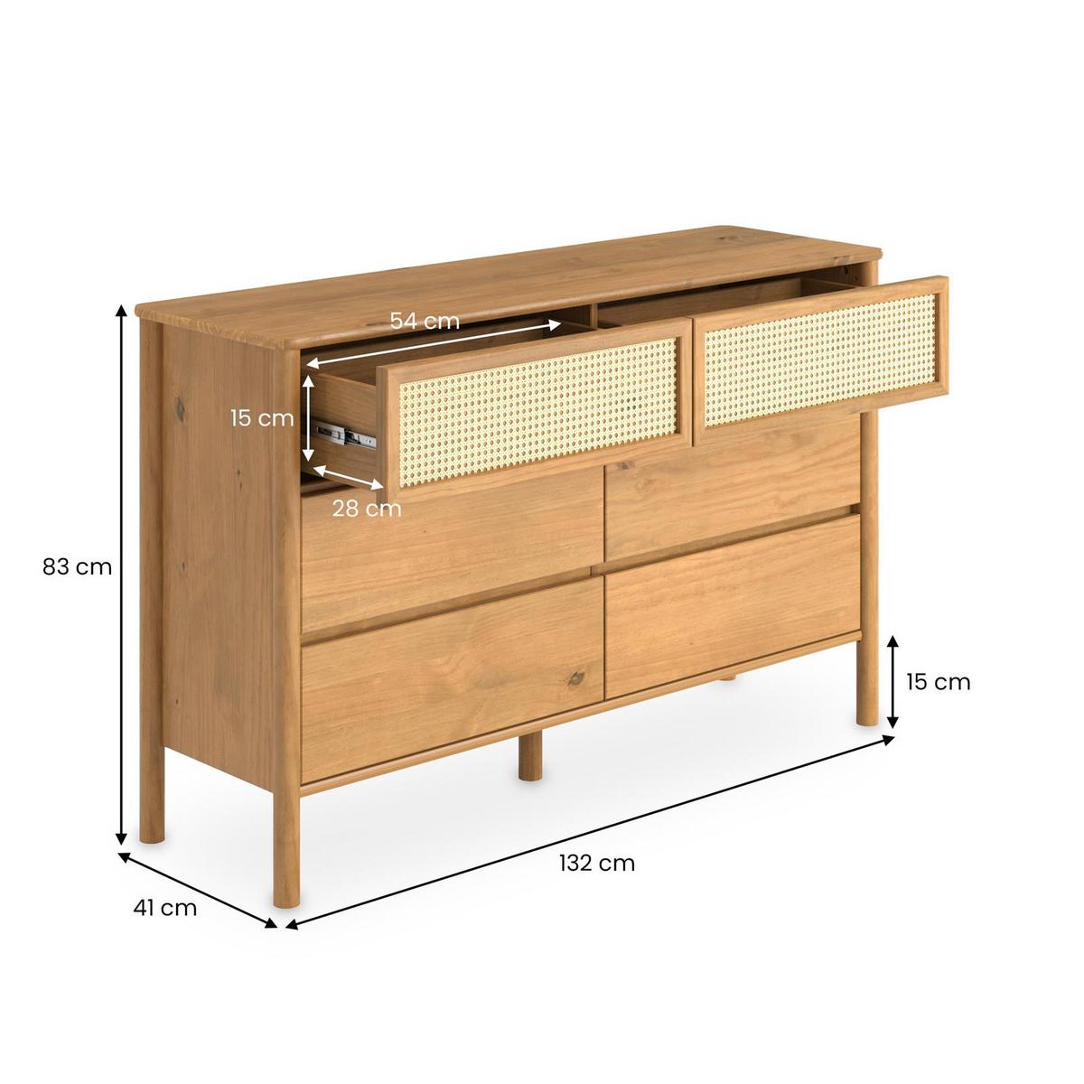 KOMMODE CEFIRA Eiche - Eichefarben, Holz (132/83/40cm) - IDIMEX