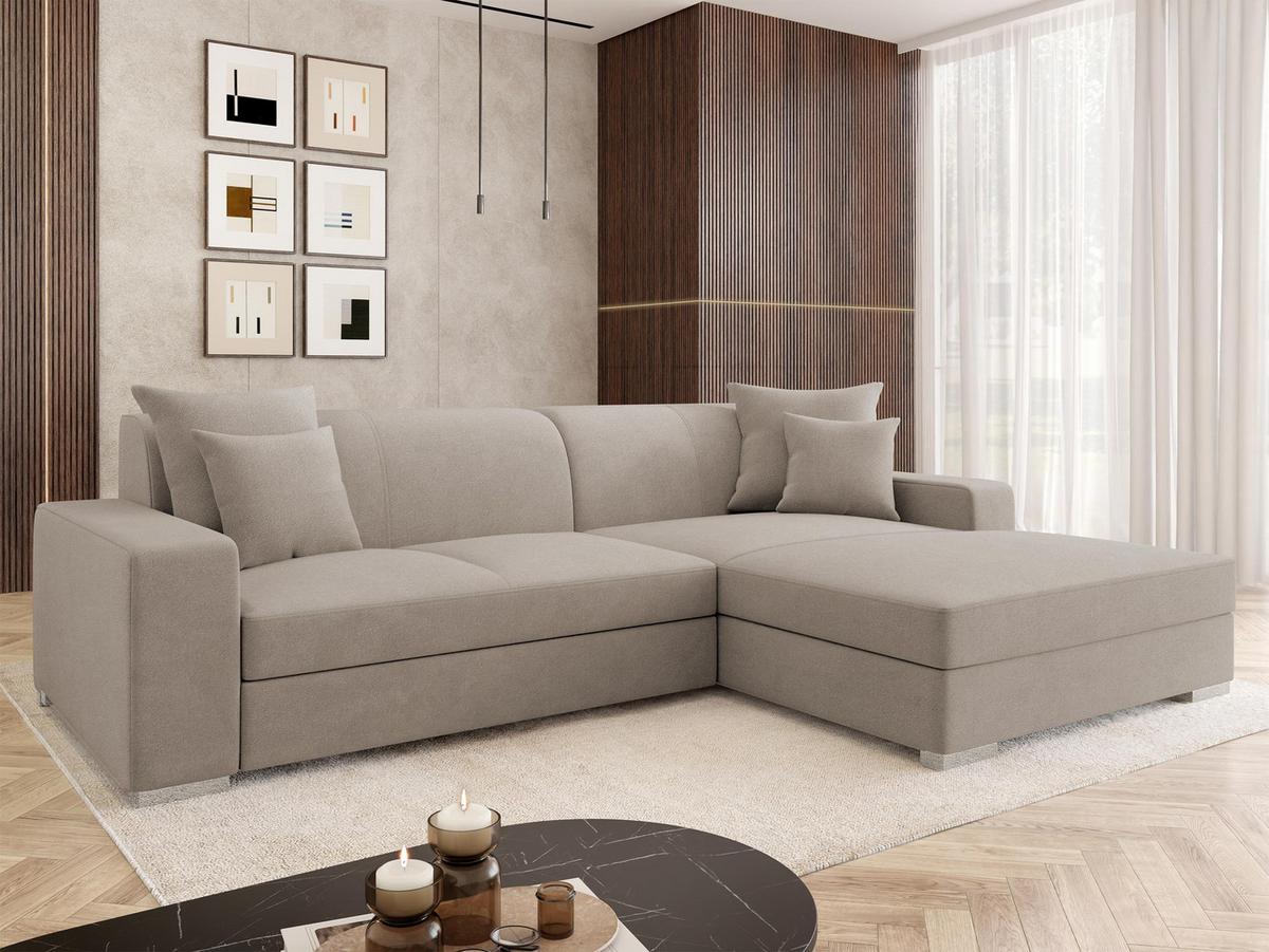 ECKSOFA Mexico, Seite: Rechts - Chromfarben/Beige, Holz/Kunststoff (263/178cm) - MIRJAN24