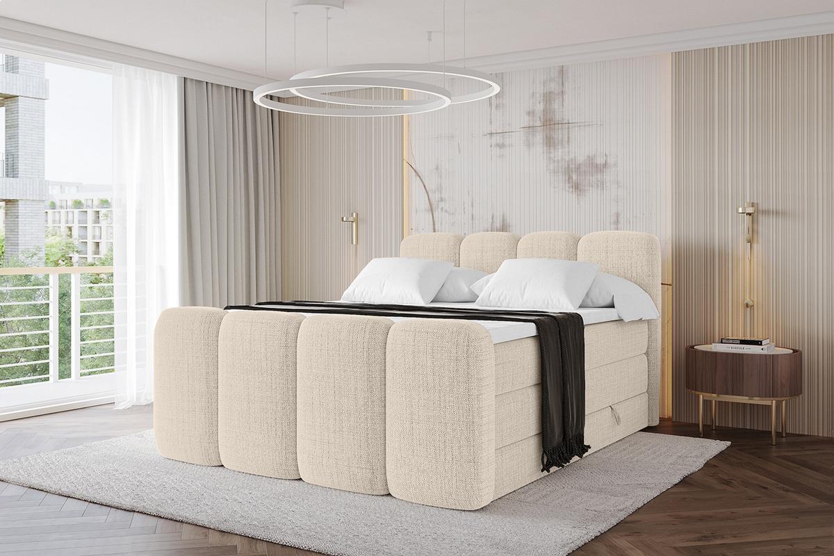 BOXBETT mit Matratze H3|H4 und Lattenrost - NINA-Z KING - 140x200 cm Aragon - Beige - Beige, Holzwerkstoff (140/200cm)