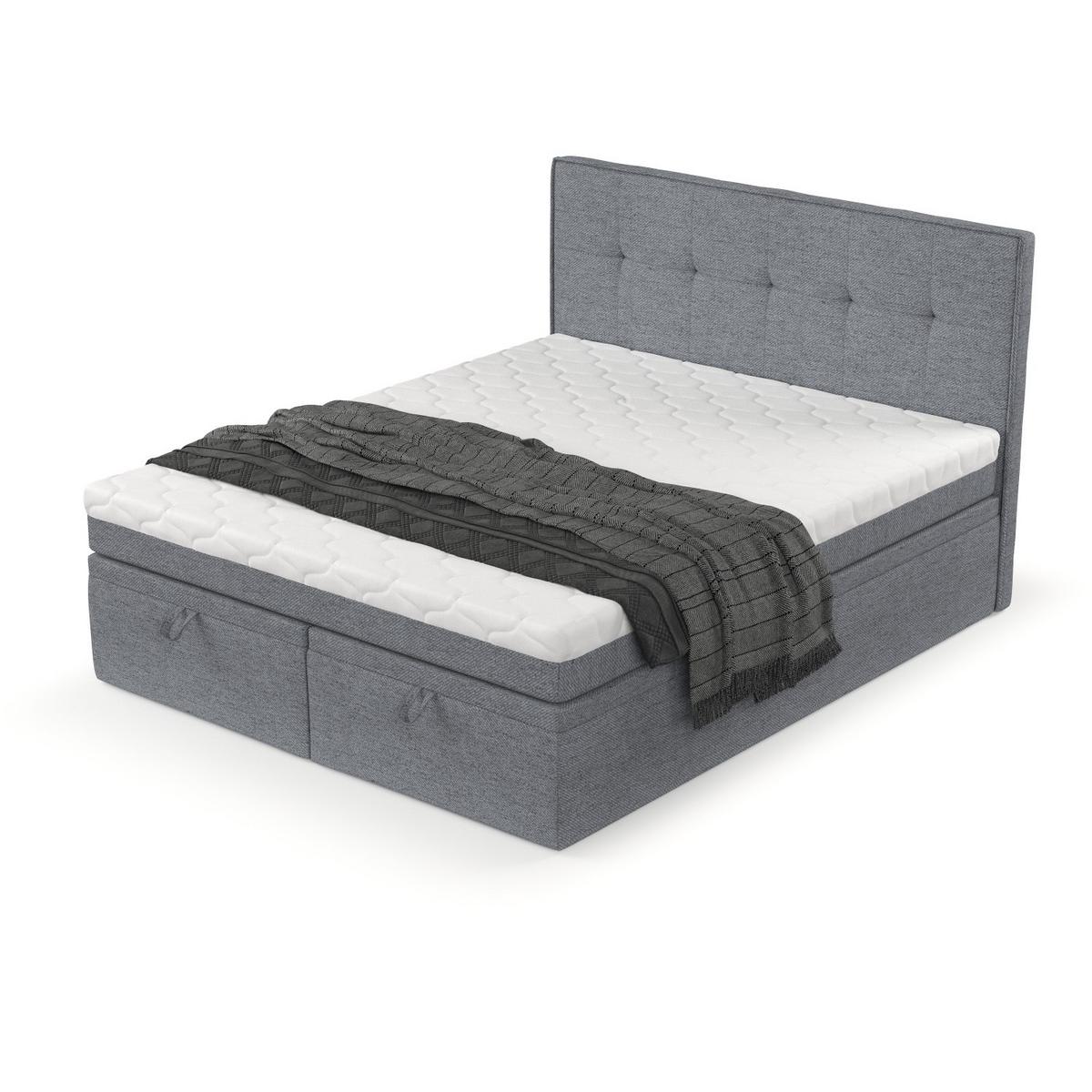 BOXBETT Arivo 160/200 cm Grau im Neve Stoff - Schwarz/Grau, Holz/Holzwerkstoff (160/200cm) - AltaBeds