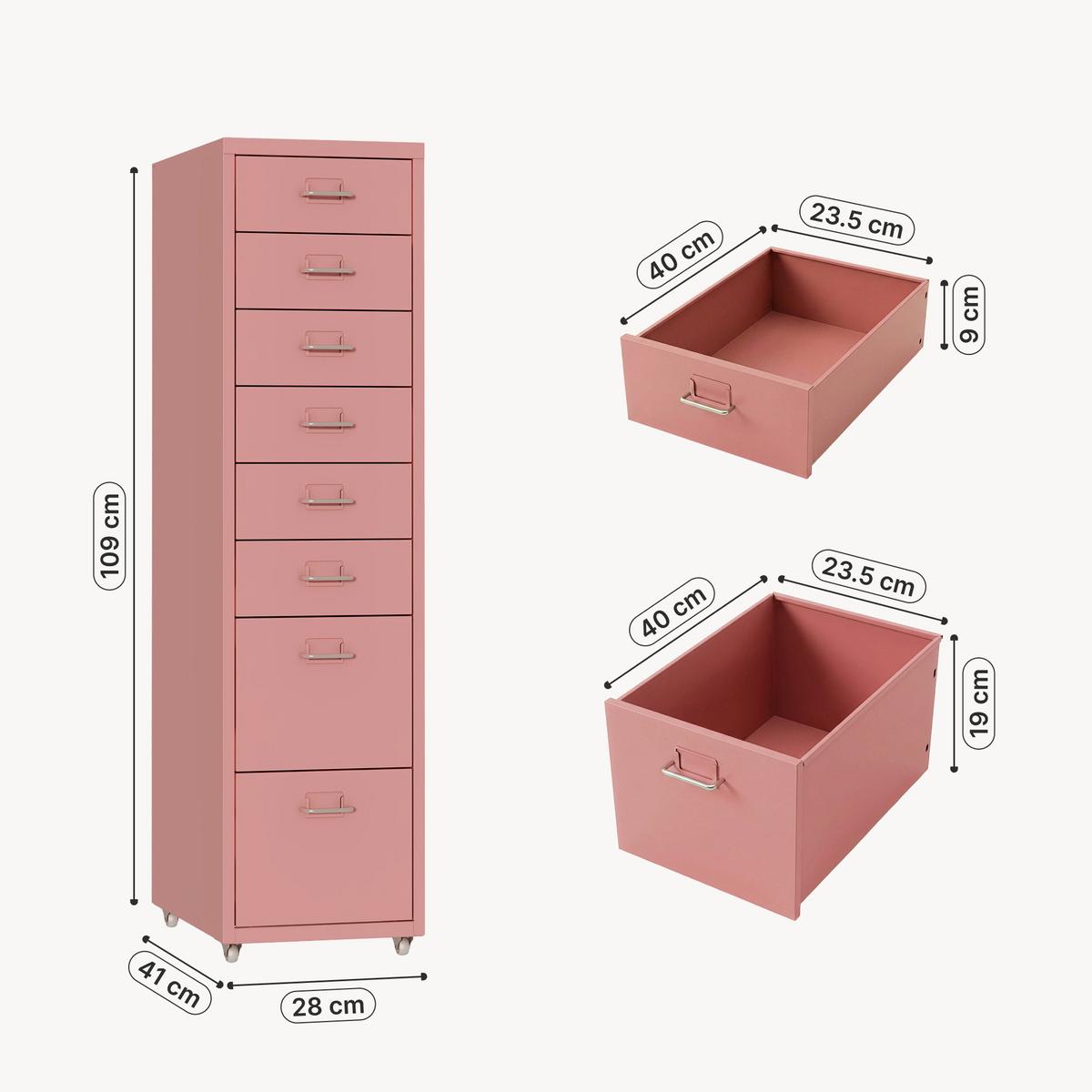 ROLLCONTAINER Kökar - Pink, Metall (28/109/41cm) - [en.casa]