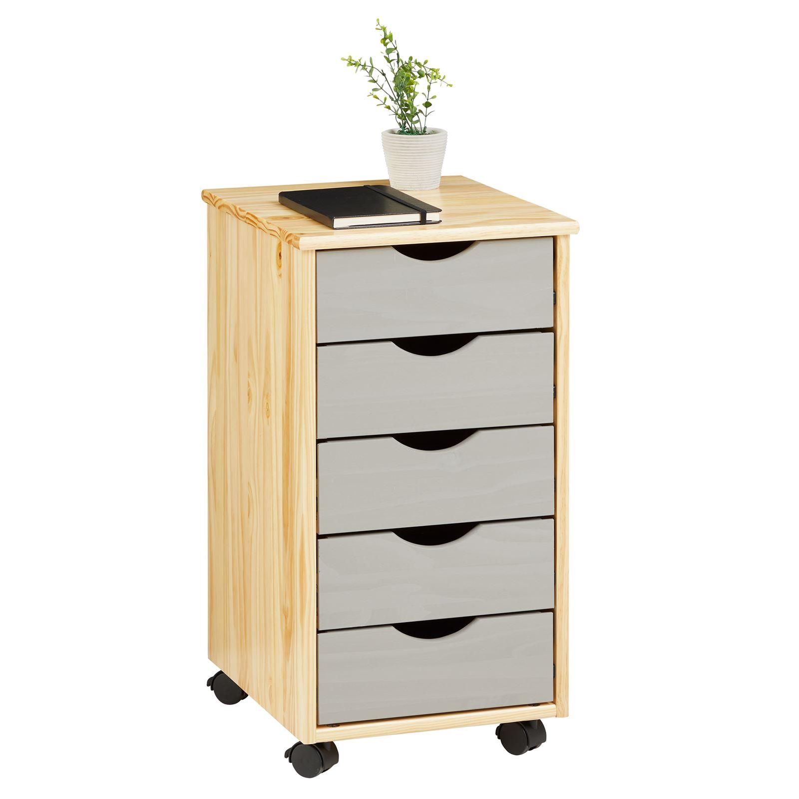 ROLLCONTAINER LAGOS - Naturfarben/Grau, Holz (35/65/40cm) - IDIMEX