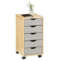ROLLCONTAINER LAGOS - Naturfarben/Grau, Holz (35/65/40cm) - IDIMEX