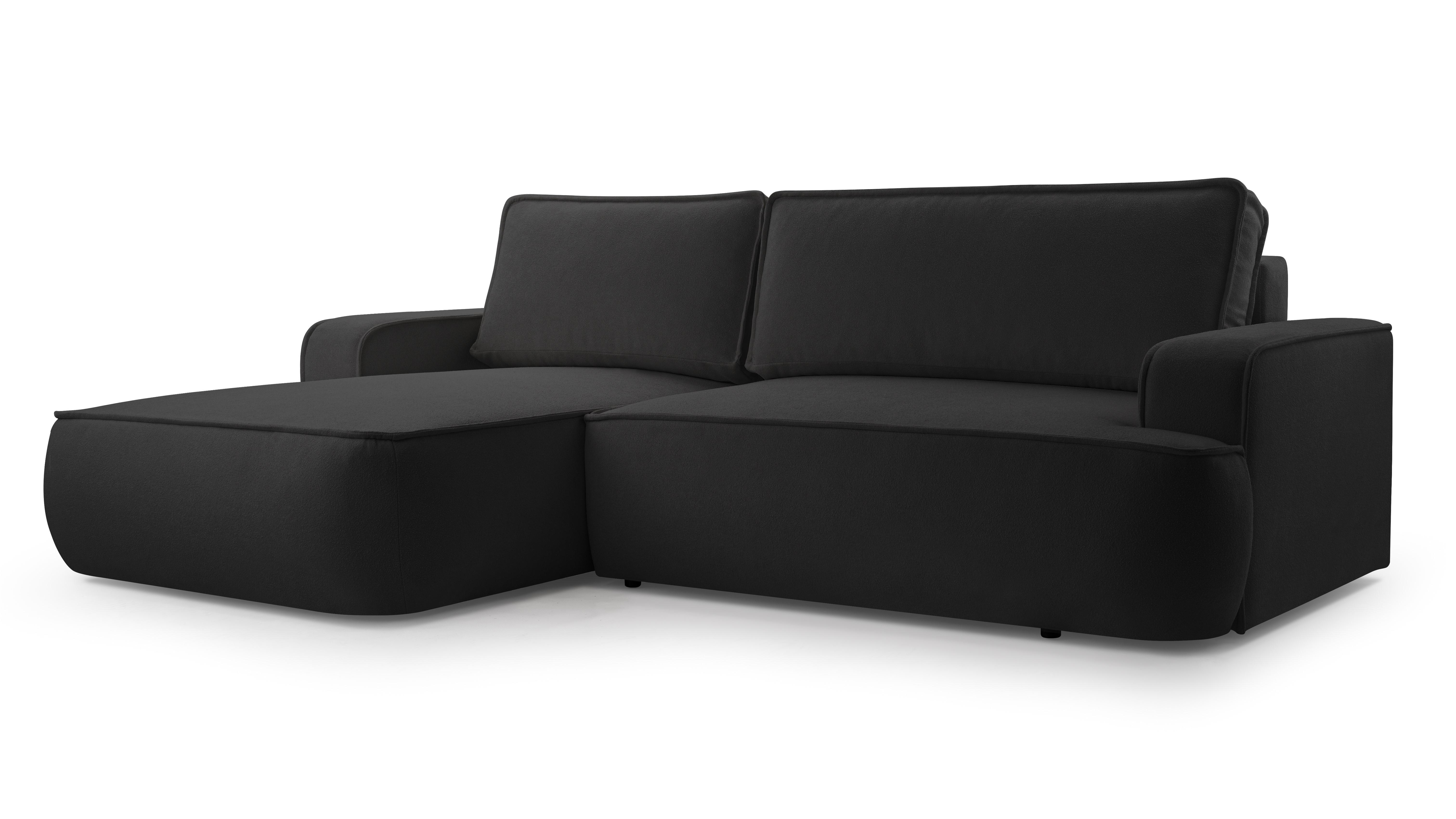 ECKSOFA L Form Ablia Schwarzes 267/168/87 cm mit Schlaffunktion L - Schwarz, Kunststoff/Textil (168/267cm) - AX Living