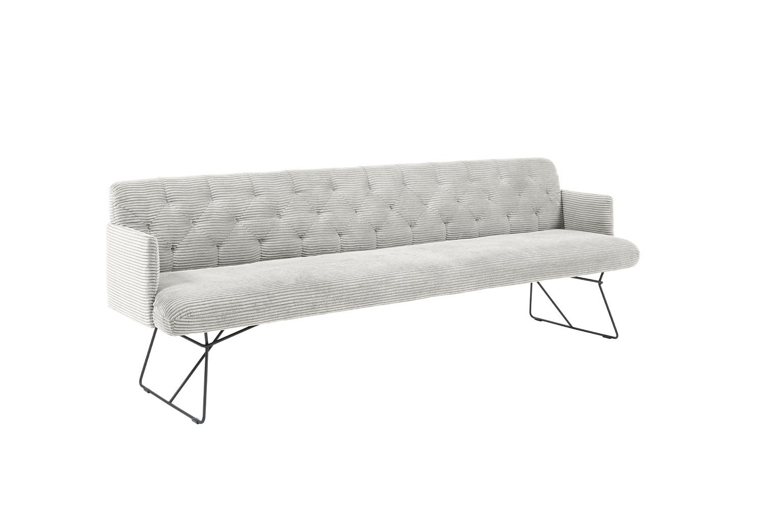 ESSZIMMERBANK CHARME Hellgrau Cord - Hellgrau, Textil (166/85/69cm) - KAWOLA