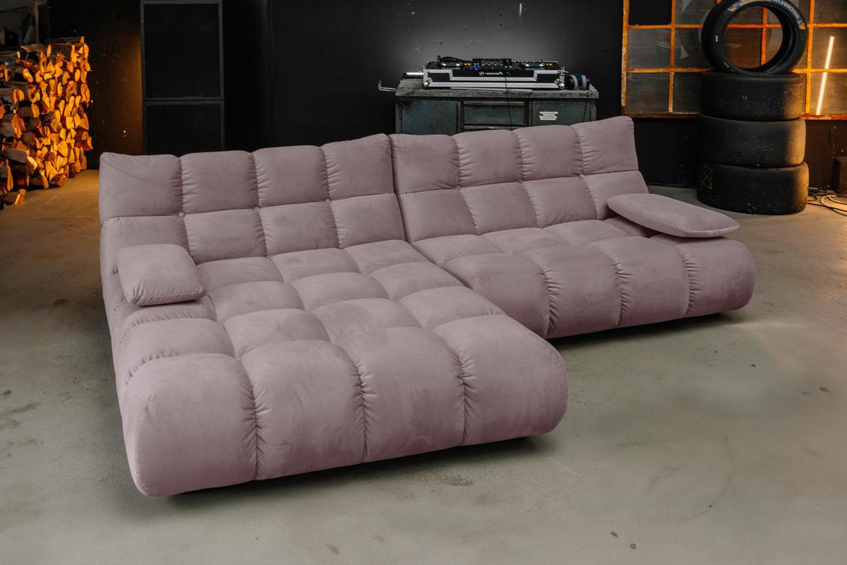 ECKSOFA VIVIEN Grau Velvet - Schwarz/Grau, Kunststoff/Textil (290/178cm) - KAWOLA