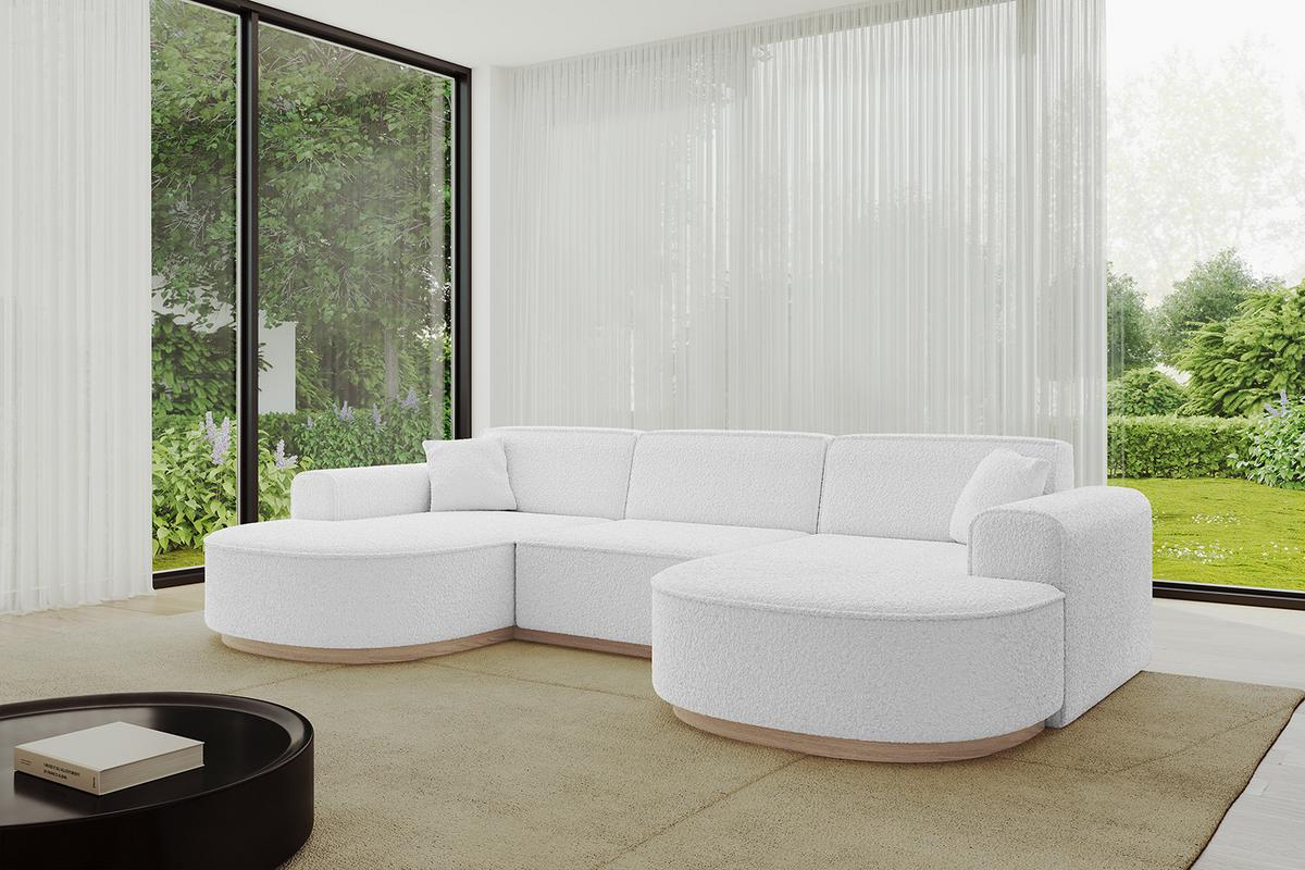 WOHNLANDSCHAFT MARI-U1-v1 - 303x171x83 cm Weiß Bouclé - Weiß, Holzwerkstoff/Textil (303/83/171cm) - ALTDECOR