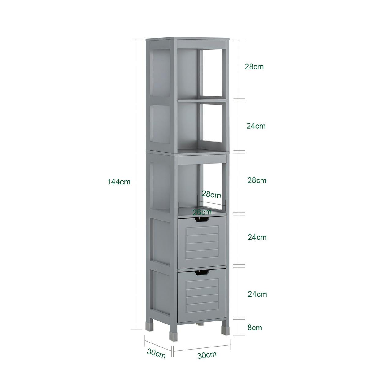 HOCHSCHRANK Dunkelgrau - Grau, Holzwerkstoff (30/145/30cm) - SoBuy