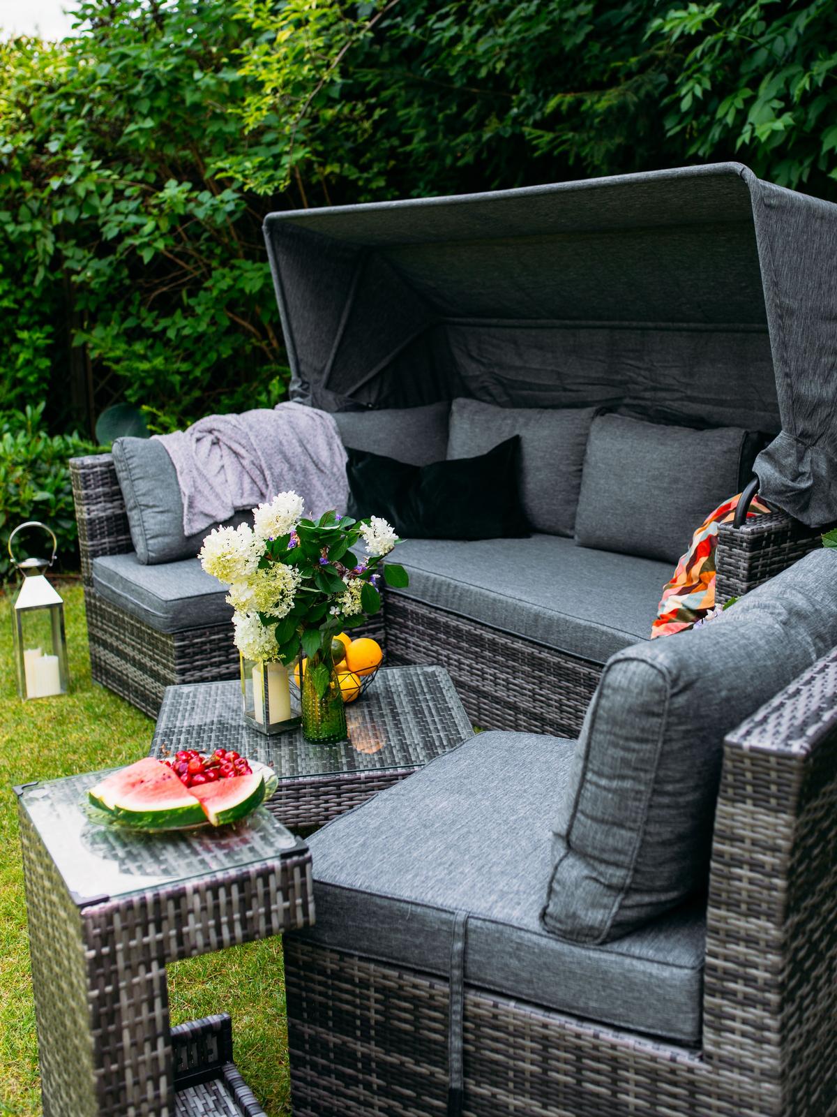 LOUNGE SET 6-Sitzer Dunkelbraun modular Corte - Dunkelbraun, Kunststoff - Beliani