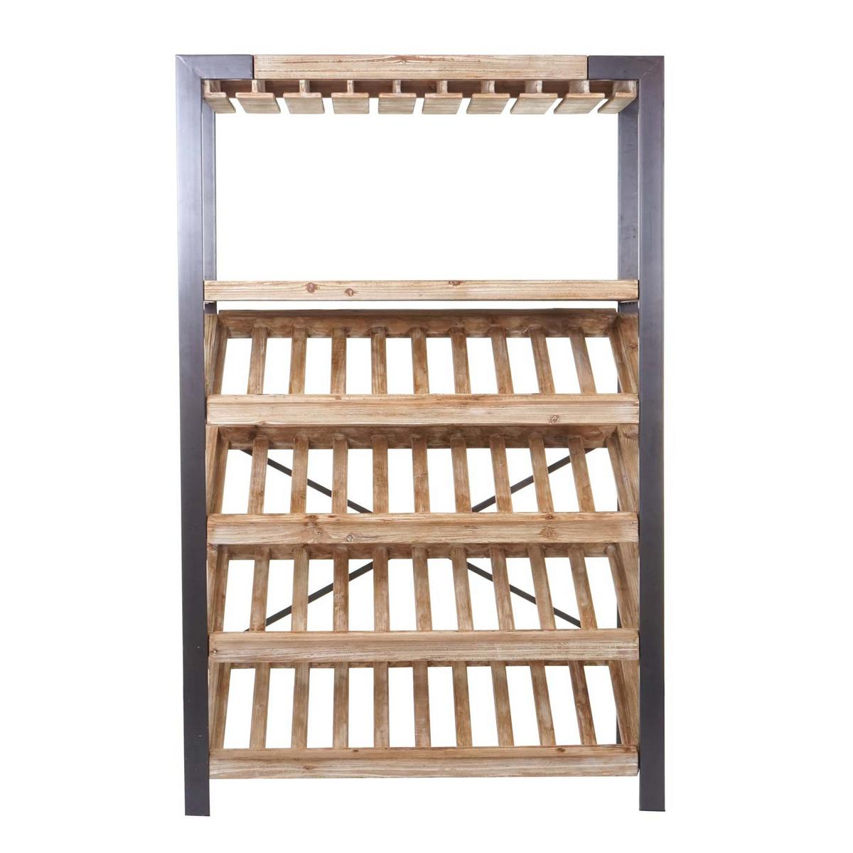 WEINREGAL Braun, Schwarz - Schwarz/Braun, Holz (114/189/39cm) - MCW