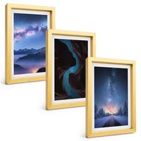 BILDER SET 3er Set - 20x30 cm Goldrahmen - Nachthimmel, Berge, Winterlandschaft - Goldfarben, Kunststoff (20/30cm) - TULUP