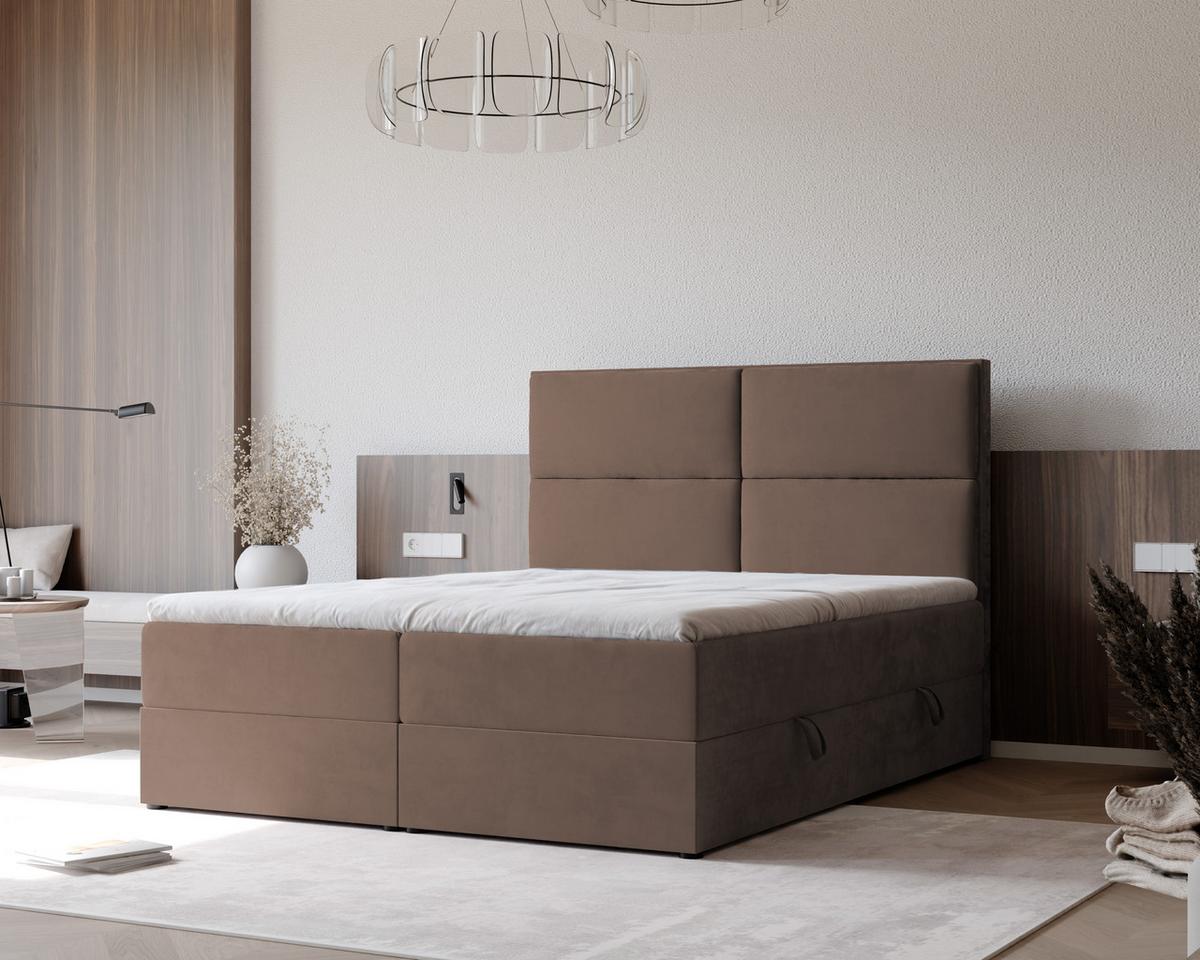 BOXBETT ORFEO 120/200 cm mit Matratze und Topper, Hellbraun - Hellbraun, Textil (120/200cm) - Idohome
