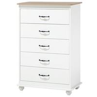 KOMMODE 5 Schubladen weiß Sharon - Schwarz/Weiß, Holzwerkstoff (76/117/39cm) - Beliani