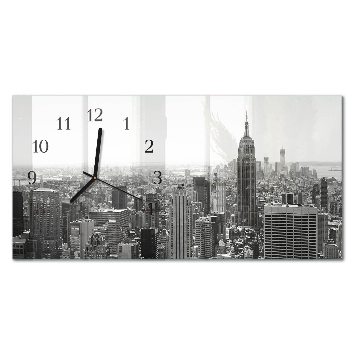 WANDUHR aus Glas 60x30 cm - New York - Schwarz, Glas (60/30/0.4cm) - TULUP