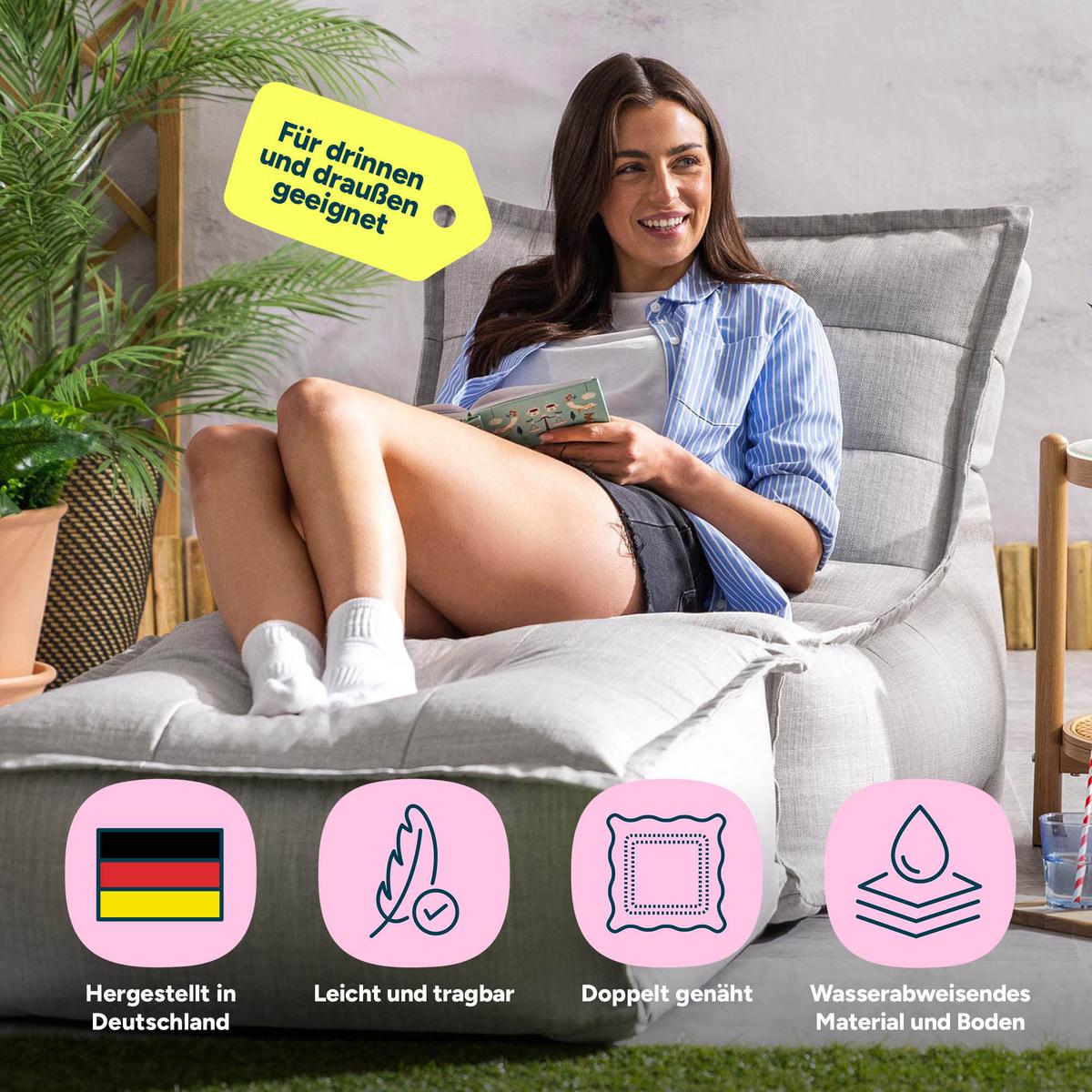 OUTDOORSITZSACK Skandi mit Hocker - Grau, Kunststoff/Textil (75/75/96cm) - icon