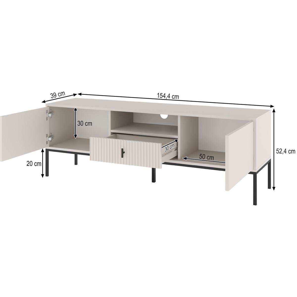 LOWBOARD Marvello mit 2 Türen und 1 Schublade, Kaschmir+Schwarz - Kaschmir/Schwarz, Holzwerkstoff/Metall (154/52/39cm) - Beautysofa